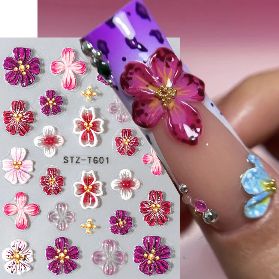 Spring Floral Jelly Nail Art Stickers