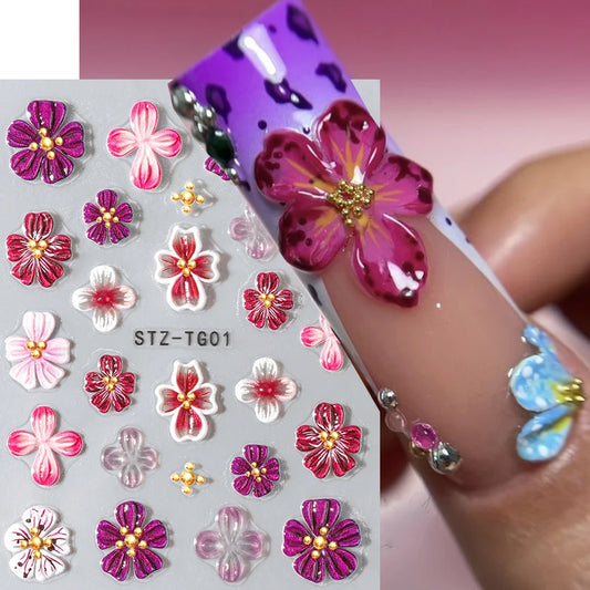 Spring Floral Jelly Nail Art Stickers