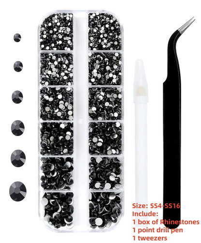 Crystal AB Rhinestone Nail Art Kit 12 Grid