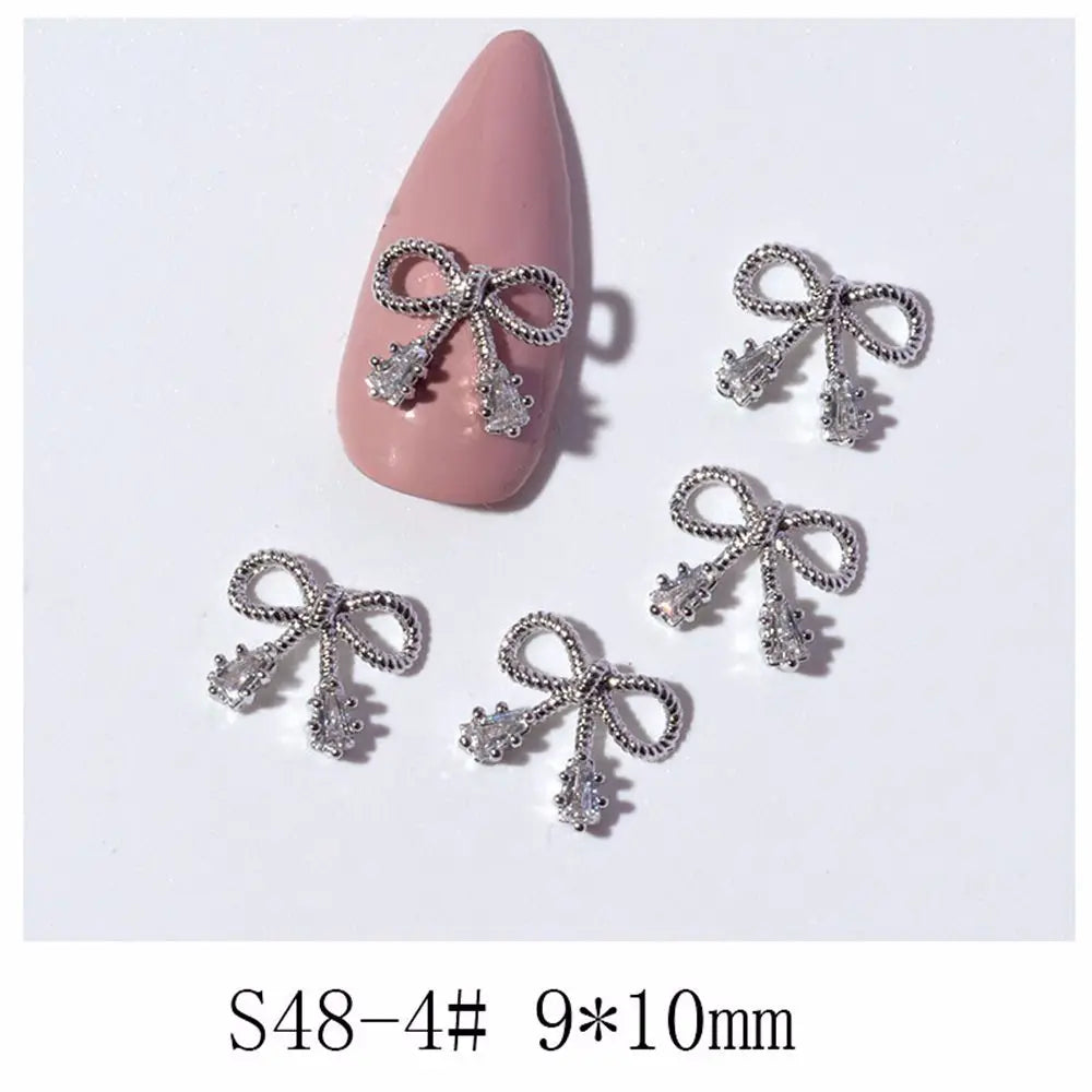 Crystal Bow Butterfly Pearl Nail Charms