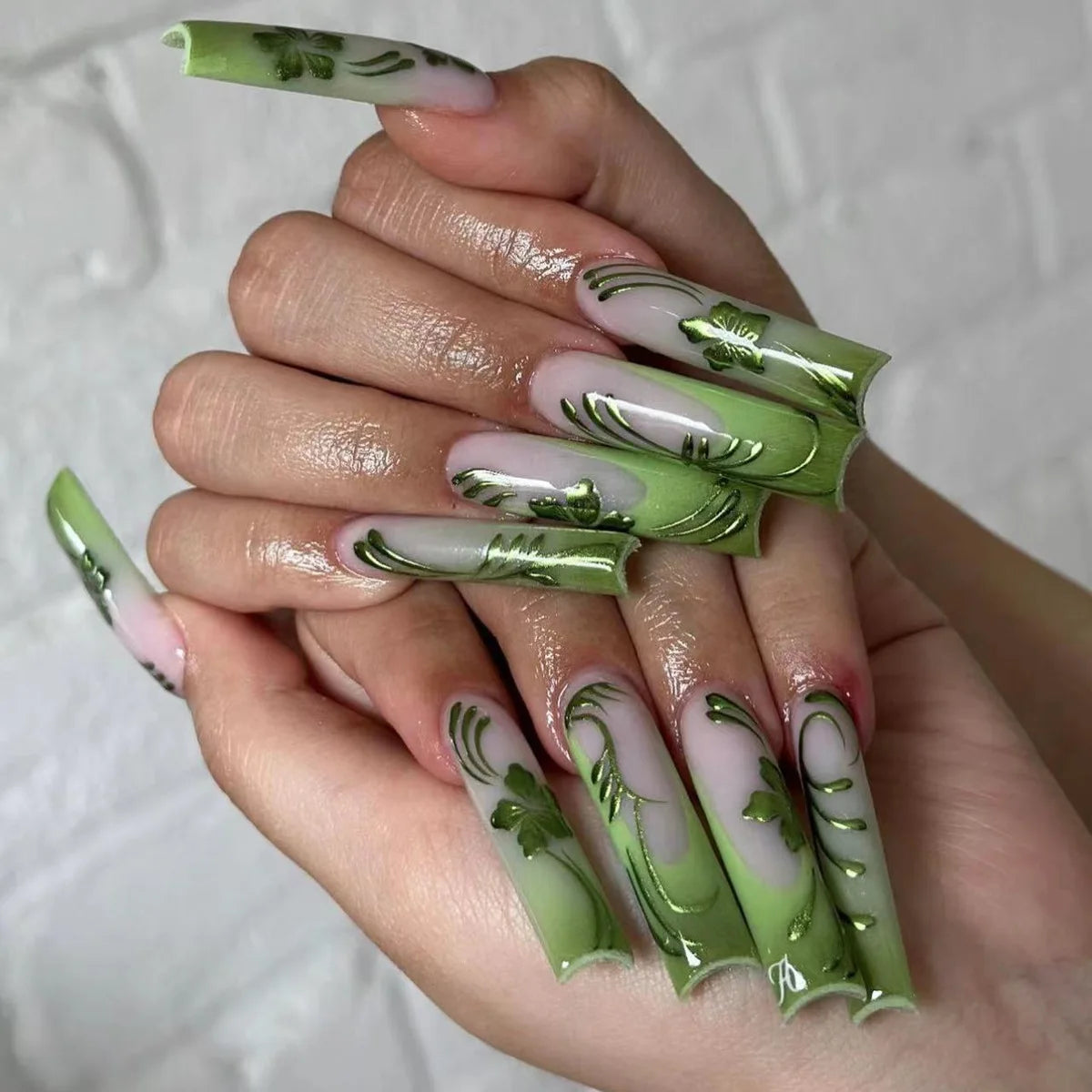 Leopard Cherry Rhinestone Press-On Nails