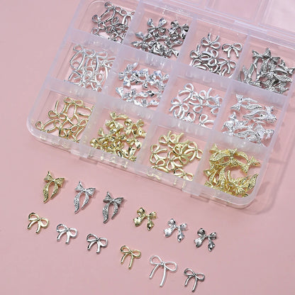 Gold Bow Butterfly Metal Nail Charms 120pc