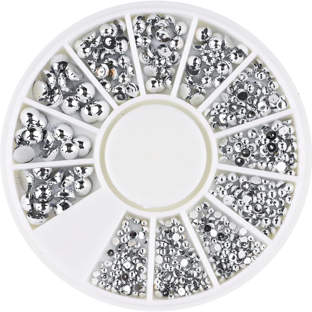 1Box Mixed Acrylic Gems Nail Rhinestones 3D Metal Alloy Nail Charms Flat Jewelry Decoration DIY Manicure Accessory DIY Stones*5H