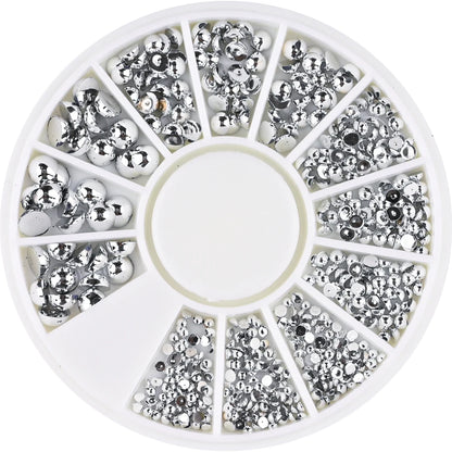1Box Mixed Acrylic Gems Nail Rhinestones 3D Metal Alloy Nail Charms Flat Jewelry Decoration DIY Manicure Accessory DIY Stones*5H