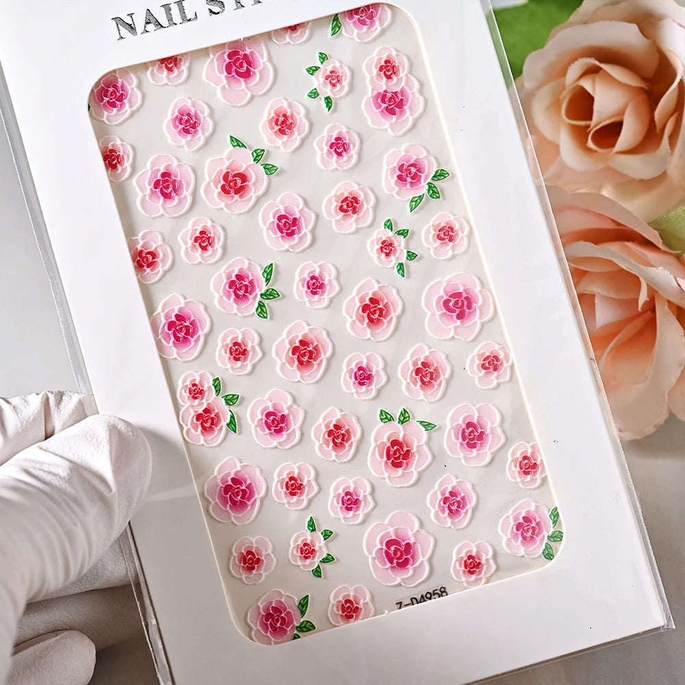 5D Sea Nail Art Stickers Embossed Self-Adhesive Ocean Beach Style Nail Slider Kawaii Starfish/Shell/Coral Reef Decor Nail Decals