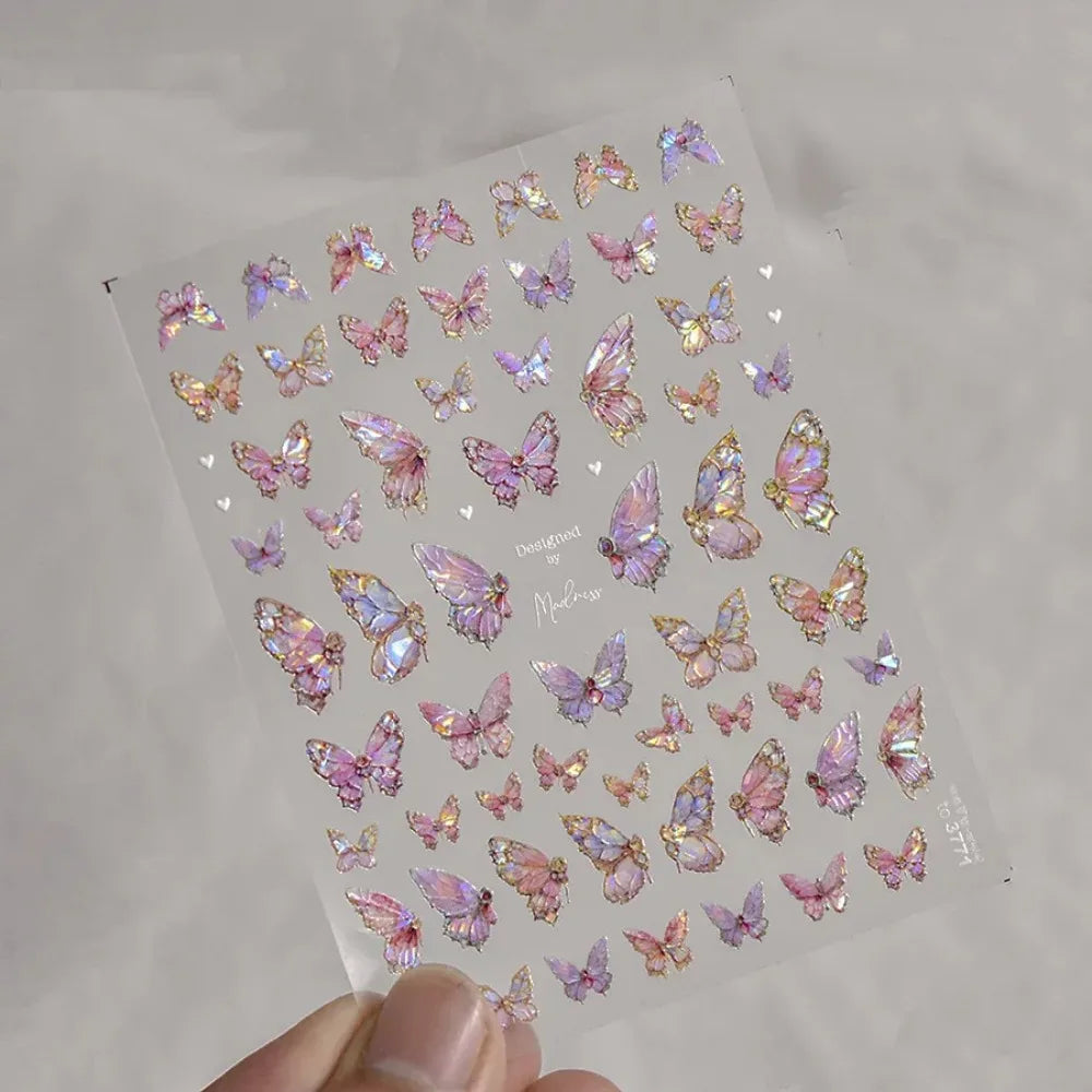 5D Butterfly Aurora Nail Stickers