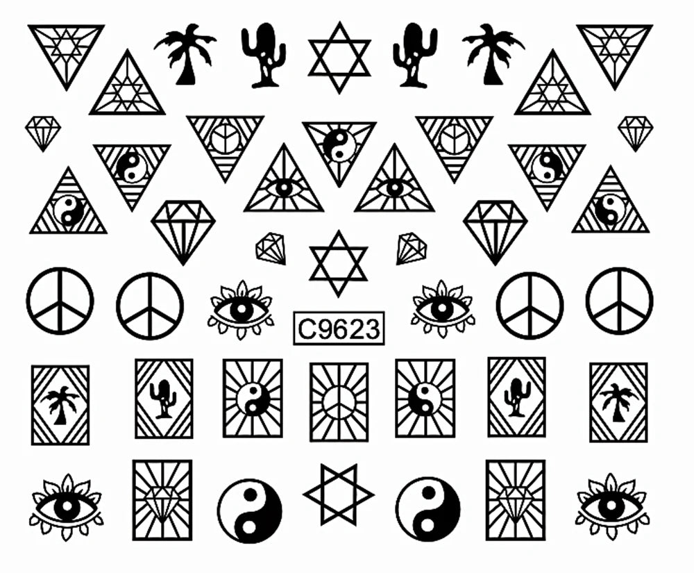30pcs Black Line Nail Stickers 3D Irregular Line Geometric Pattern Nail Sticker Mysterious Sexy DIY Gothic Style Nail Stickers