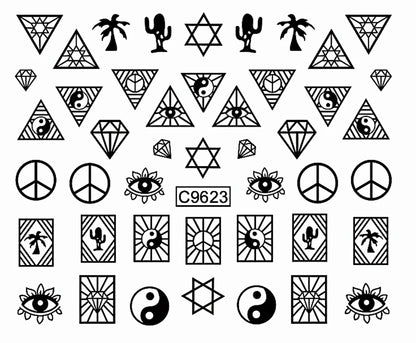 30pcs Black Line Nail Stickers 3D Irregular Line Geometric Pattern Nail Sticker Mysterious Sexy DIY Gothic Style Nail Stickers