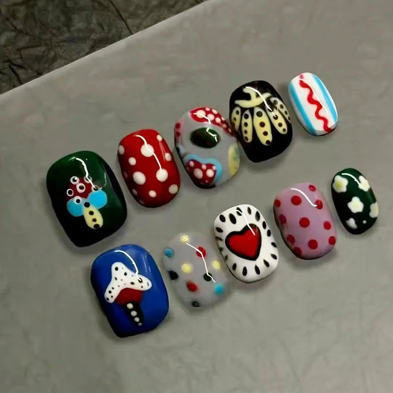 Cartoon Bean Nails Fall Winter 30pc