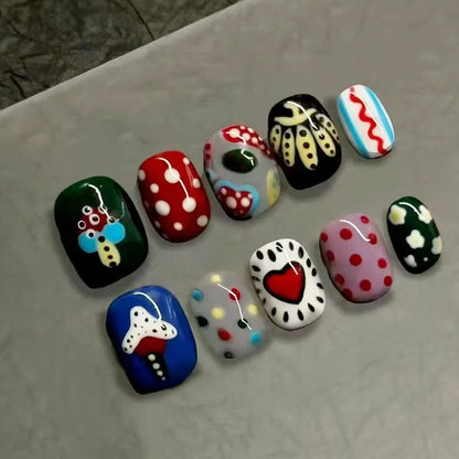 Cartoon Bean Nails Fall Winter 30pc