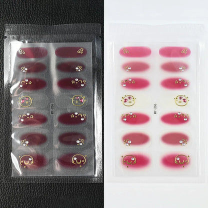 59 Style of Nail Stickers 1Sheet Rhinestones Fashion Nail Wraps Self Adhesive Manicure Decoracion DIY Full Cover Nail Sticker#5-
