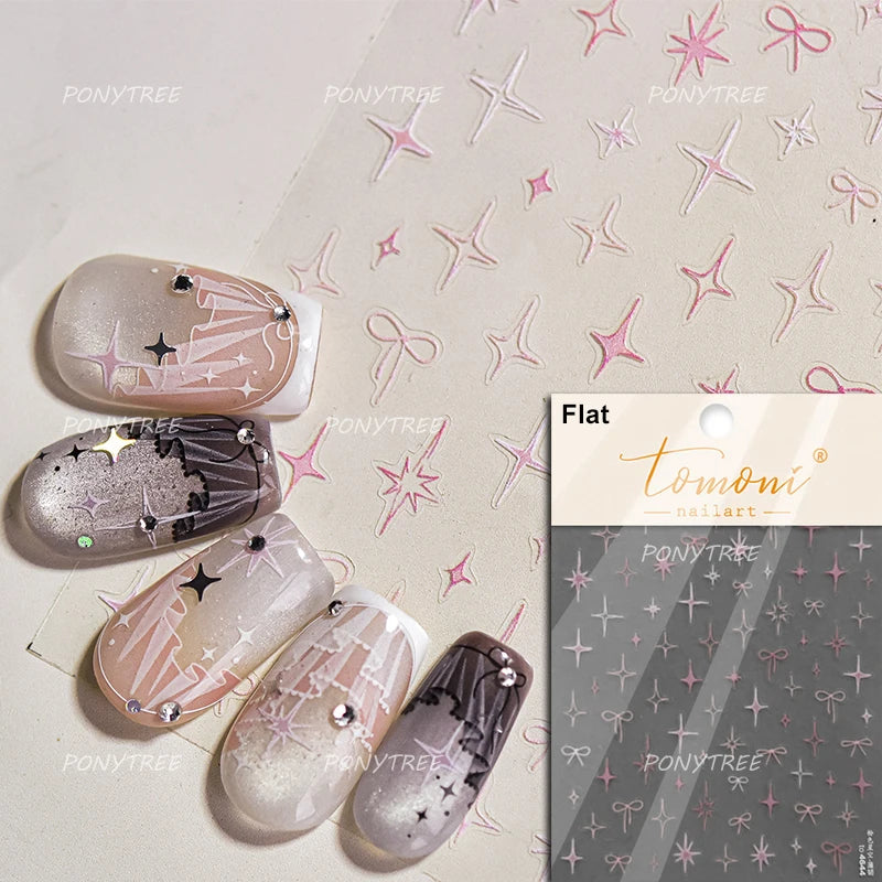Jelly Bowknot Star Dreamy Nail Art Stickers