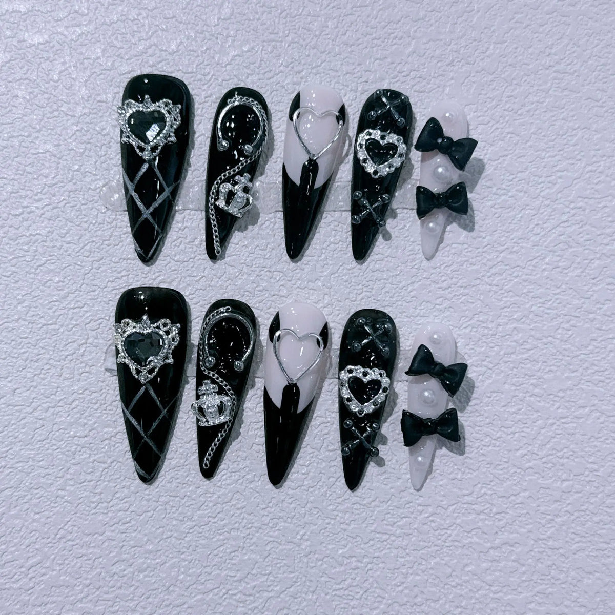 Blue Heart Stiletto Press-On Nails