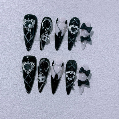 Blue Heart Stiletto Press-On Nails