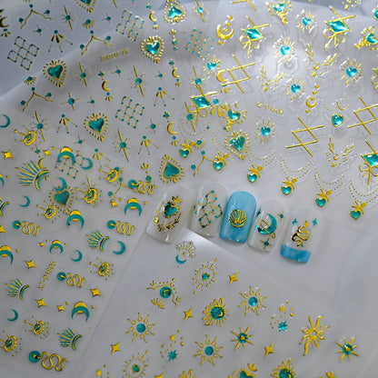 5D Bohemian Gold Silver Nail Art Stickers
