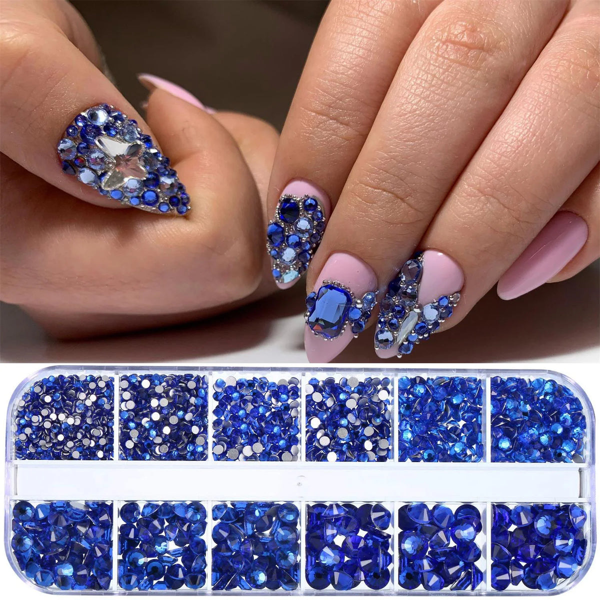 Crystal AB Rhinestone Nail Art Kit 12 Grid