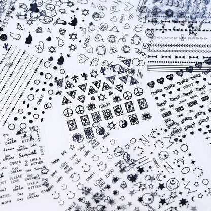 30pcs Black Line Nail Stickers 3D Irregular Line Geometric Pattern Nail Sticker Mysterious Sexy DIY Gothic Style Nail Stickers
