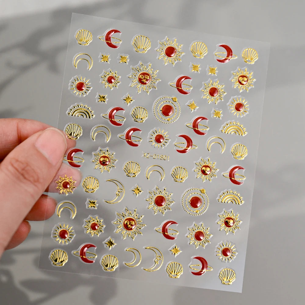 5D Bohemian Gold Silver Nail Art Stickers