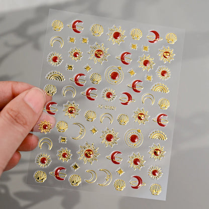 5D Bohemian Gold Silver Nail Art Stickers