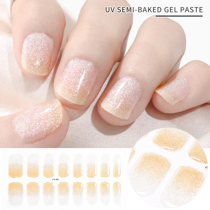 Clear Semi Cured Gel Nail Stickers infused Transparent Gel Polish Slider UV lamp Cured Extended Nails Tip Strips DIY Manicure*T1