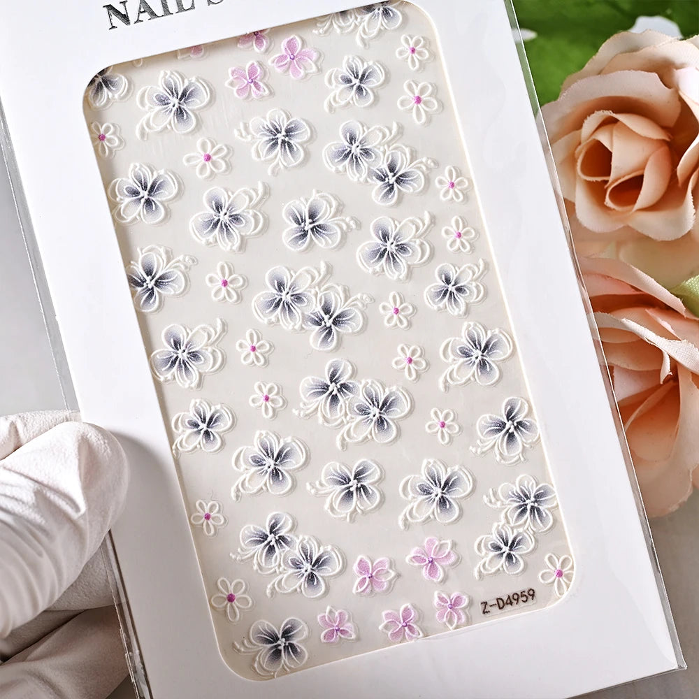 5D Sea Nail Art Stickers Embossed Self-Adhesive Ocean Beach Style Nail Slider Kawaii Starfish/Shell/Coral Reef Decor Nail Decals