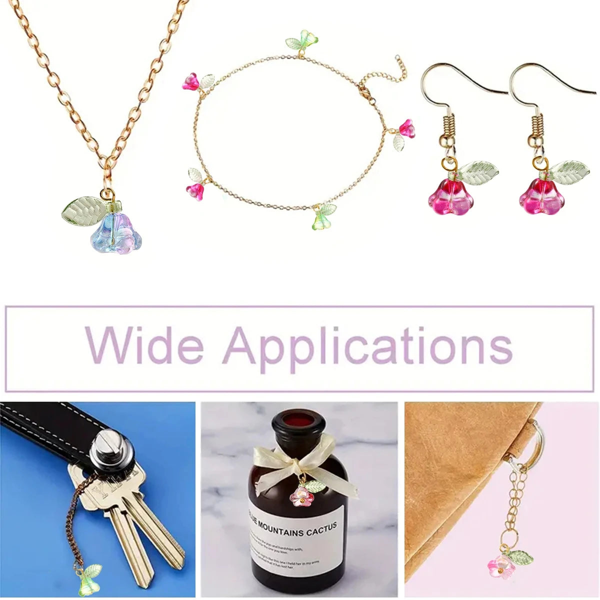 Glass Flower Pendant Charms for Jewelry 30pc