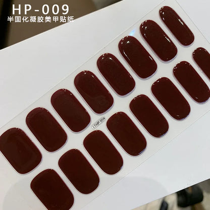 Semi Cured Wraps Fast Gel Nail Sticker Soild Nail Gel Wraps Adhesive Full Cover Gel Nail Decal UV Lamp Cured Manicure Decoration