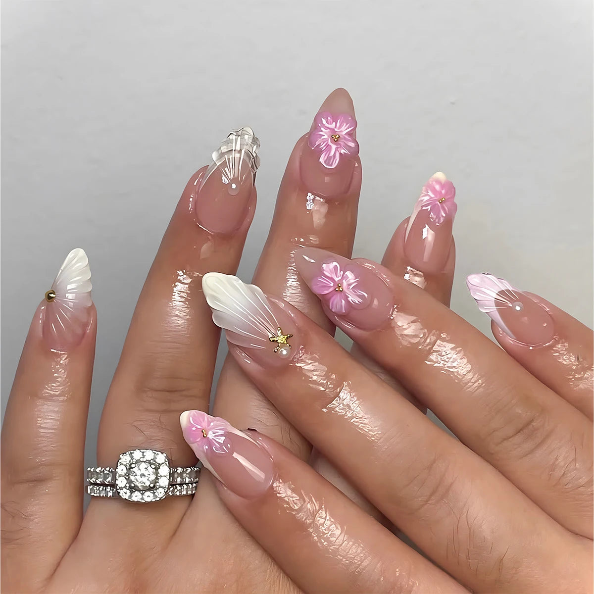 Pink Butterfly Ballet Press-On Nails