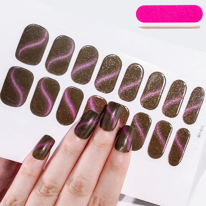 Semi Cured Wraps Fast Gel Nail Sticker Soild Nail Gel Wraps Adhesive Full Cover Gel Nail Decal UV Lamp Cured Manicure Decoration