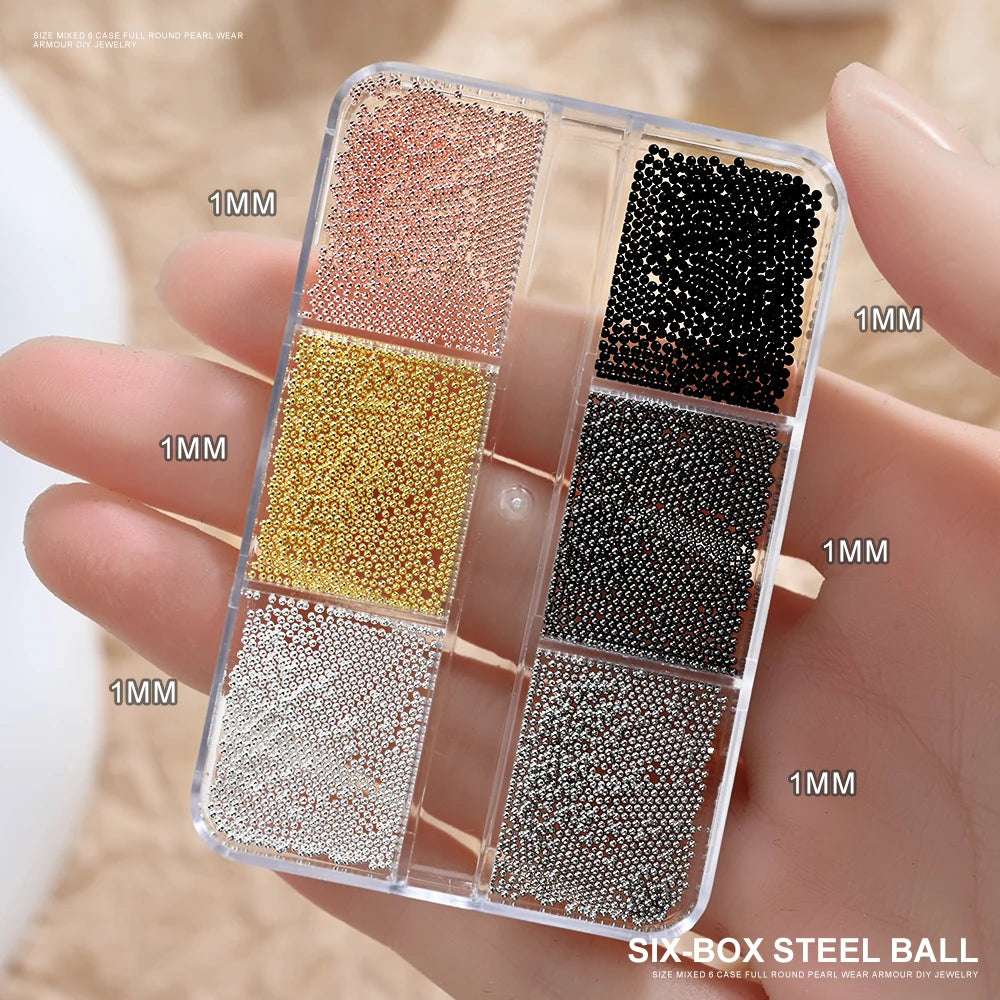Gold Silver Pearl Caviar Nail Rhinestones