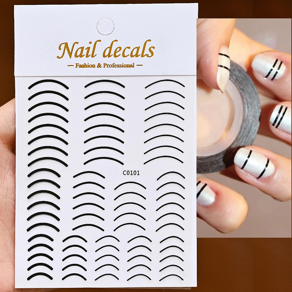 3D French Nail Stickers 1pcs French Romance Fashion Nail Accessories Metal Line Nail Stickers Nail Art Stickers Nail Stickers