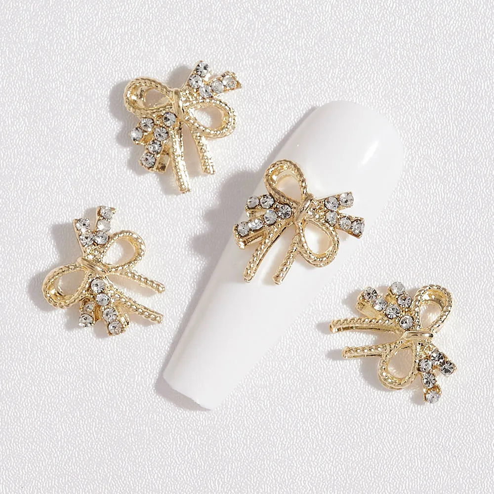 10pcs French Court  Luxury Alloy Nail Art Charm 3D Zircon Crystal  Pearl Nail Decoration Fashion Baroque Nail Parts 10*11mm