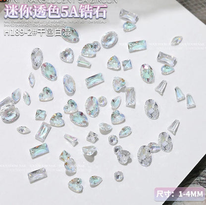 Mixed Shape Zircon Nail Rhinestones 50pc