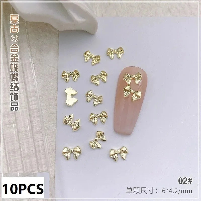 New 10pcs Butterfly Parts Ribbon Parts Ribbon Decorations Nail Figures Bows Nail Charms Bow Nail Accessories SZZS09