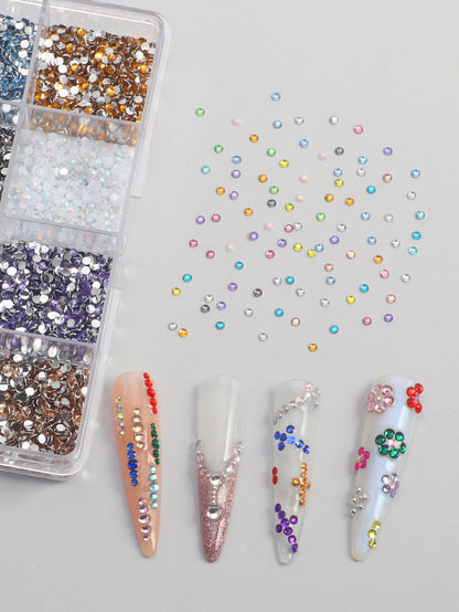 AB Color Diamond Nail Charms 12 Color Set