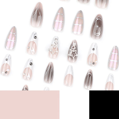 Goth Spike Silver Bow Press-On Nails
