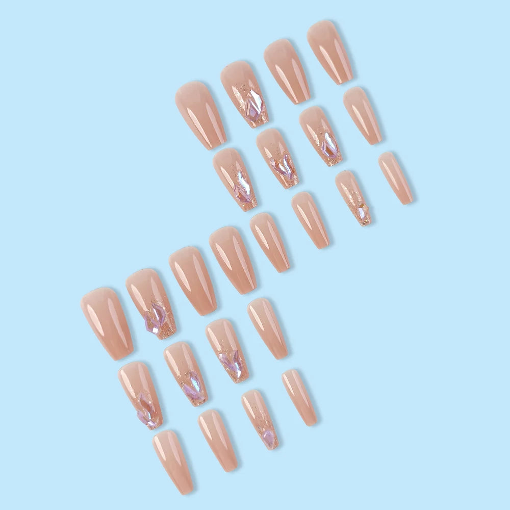 Pink Rhinestone Coffin Press-On Nails