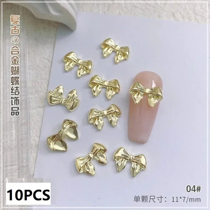 New 10pcs Butterfly Parts Ribbon Parts Ribbon Decorations Nail Figures Bows Nail Charms Bow Nail Accessories SZZS09