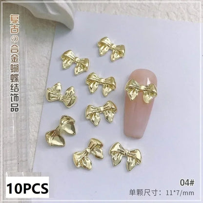 New 10pcs Butterfly Parts Ribbon Parts Ribbon Decorations Nail Figures Bows Nail Charms Bow Nail Accessories SZZS09
