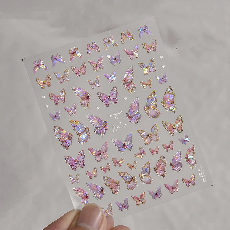 5D Butterfly Aurora Nail Stickers