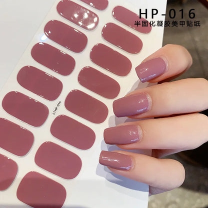 Semi Cured Wraps Fast Gel Nail Sticker Soild Nail Gel Wraps Adhesive Full Cover Gel Nail Decal UV Lamp Cured Manicure Decoration
