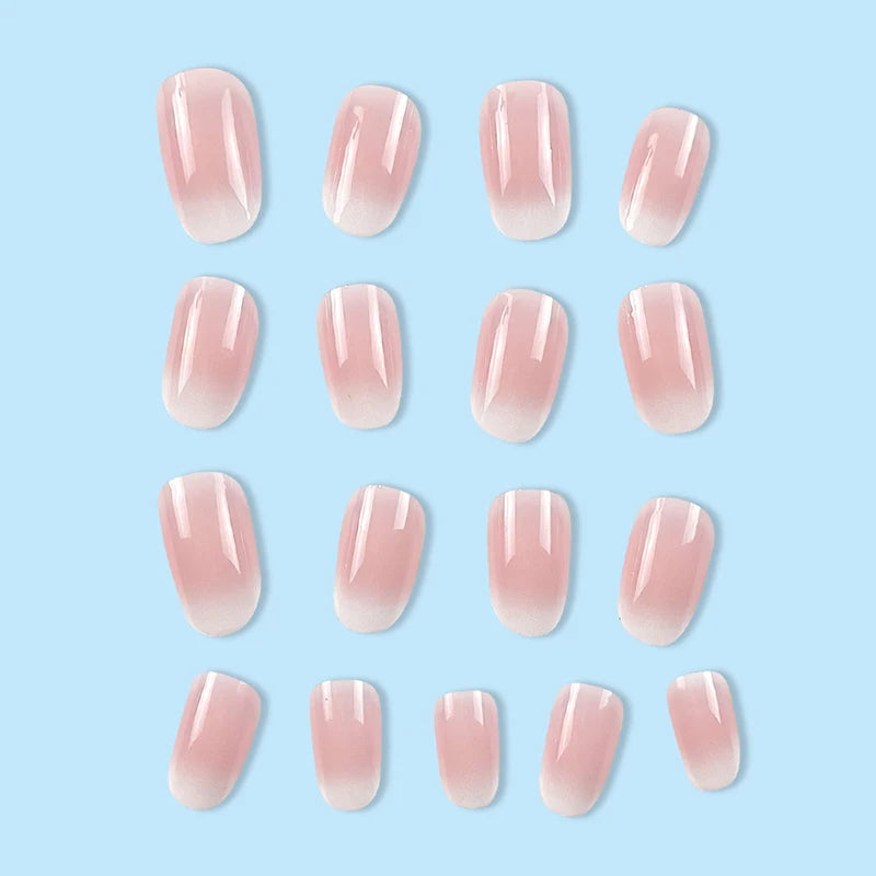 Pink Gradient Oval Press-On Nails