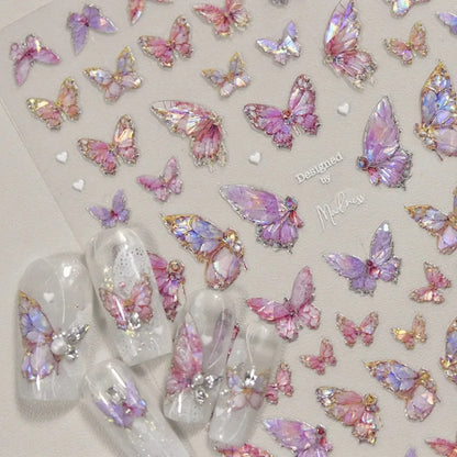 5D Butterfly Aurora Nail Stickers