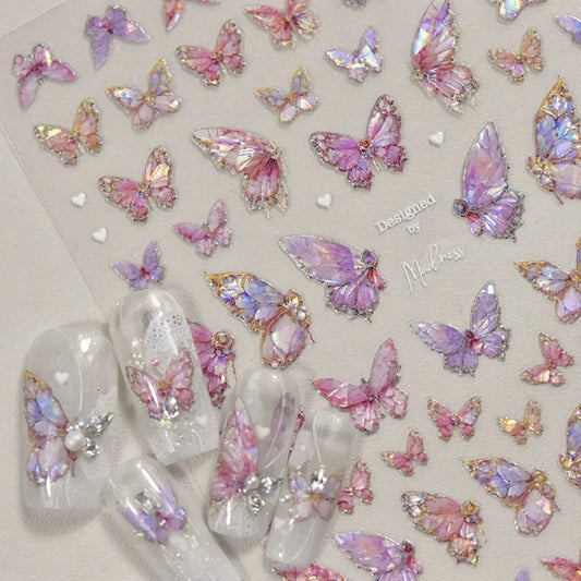 5D Butterfly Aurora Nail Stickers