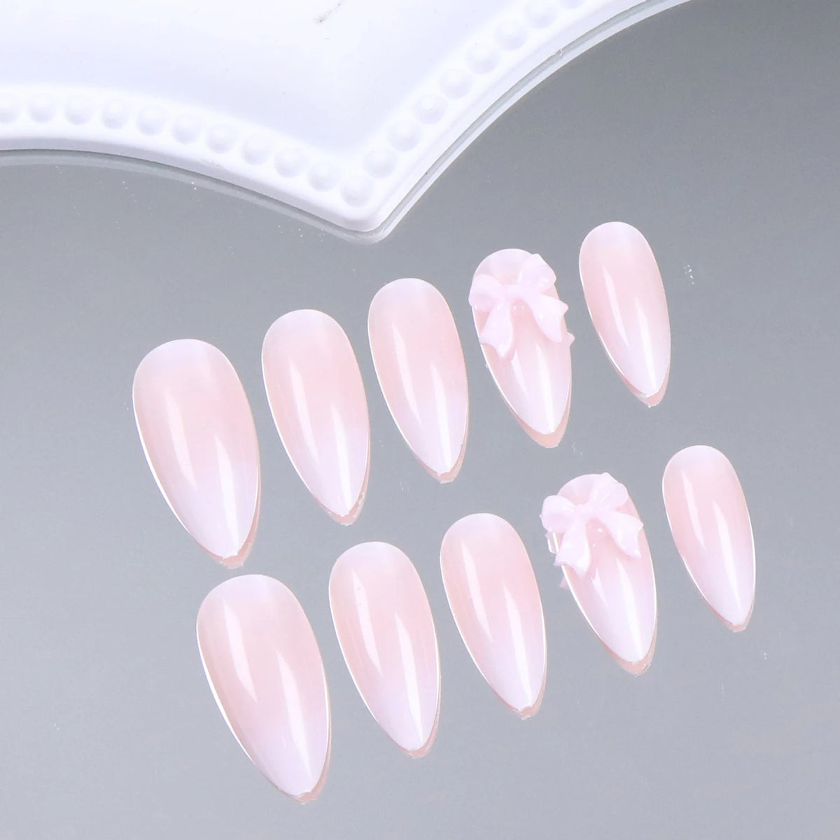 Pink Bow Almond Press-On Nails