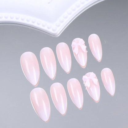 Pink Bow Almond Press-On Nails