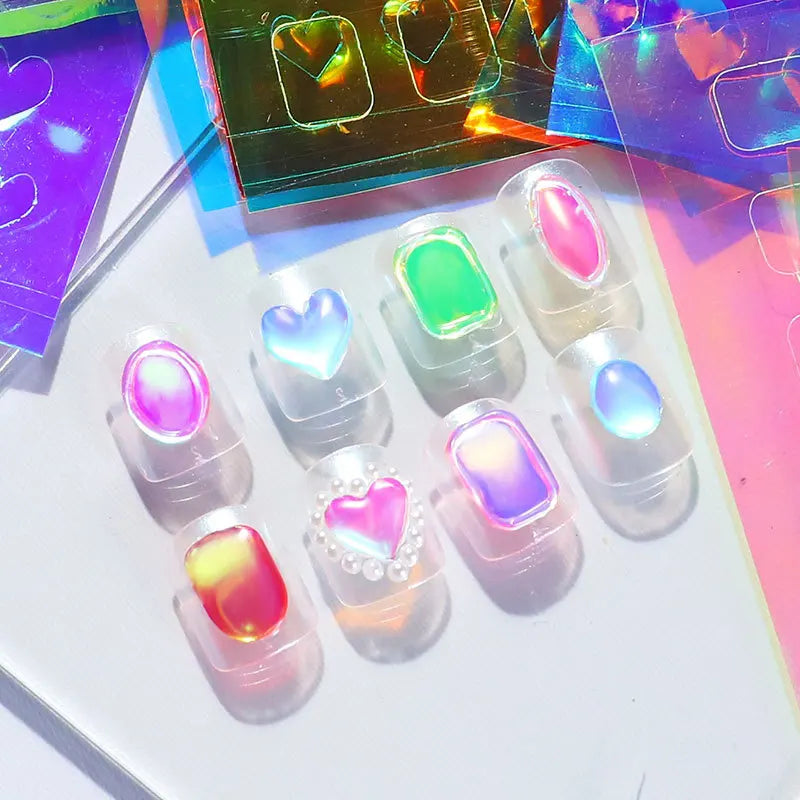 Aurora Glass Ice Cube Nail Foil Stickers 11pc
