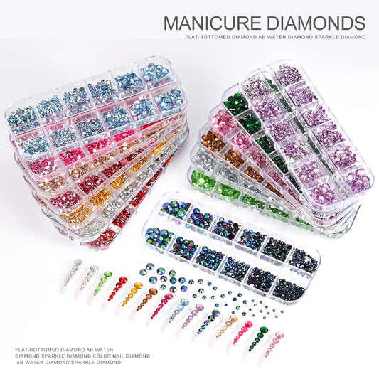 Crystal AB Rhinestone Nail Art Kit 12 Grid