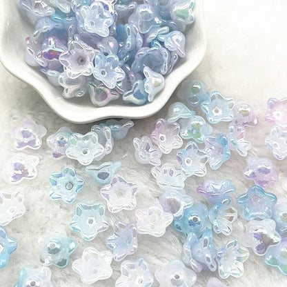 Gradient Bellflower Acrylic Bead Caps 50pc