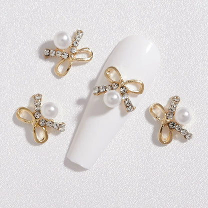 10pcs French Court  Luxury Alloy Nail Art Charm 3D Zircon Crystal  Pearl Nail Decoration Fashion Baroque Nail Parts 10*11mm
